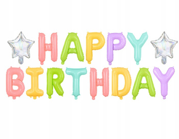 Balon Foliowy Happy Birthday, 395X35Cm, Mix Partydeco