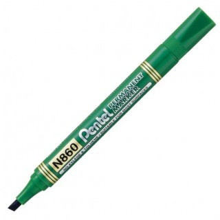 Marker Permanentny Ścięty Zielony N860 Pentel, 1 sztuka