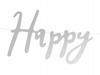 Baner Happy Birthday, Srebrny, 16,5x62cm Partydeco