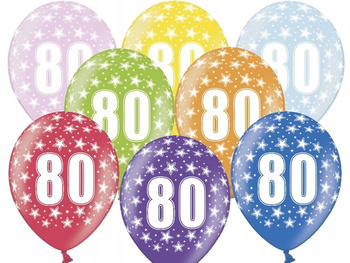 Balony 30Cm, 80Th Birthday, Metallic Mix Partydeco