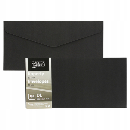 Koperta Dl Gładki Czarny K Galeria Papieru