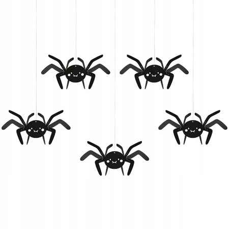 Dekoracja Papierowa Pająki, 27x17 Cm, Czarny Partydeco