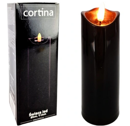 Świeca Led na baterie Czarna 5cmx15cm Cortina