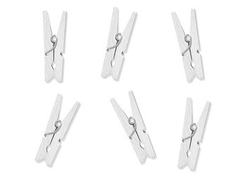 Klamerki Drewniane, Biały (1 Op. / 20 Szt.) Partydeco