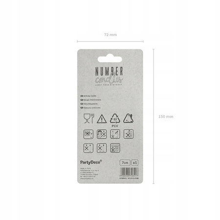 Świeczka Urodzinowa Cyferka 2, Srebrny, 7Cm Partydeco
