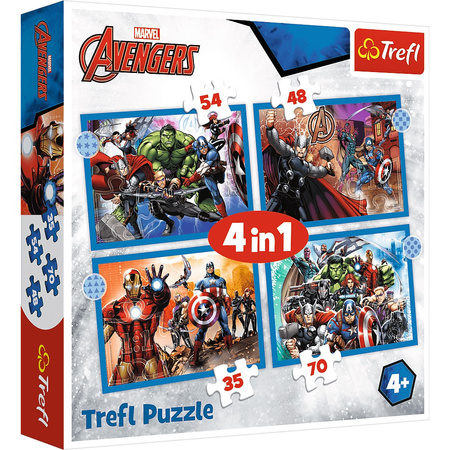 Puzzle 4W1 Odważni Avengersi Trefl