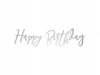 Baner Happy Birthday, Srebrny, 16,5x62cm Partydeco