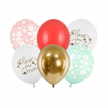 Balony 30 Cm, Love You Mom, Mix Partydeco