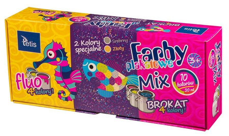 Farby Plakatowe 10 Kol 20Ml Brokat Tetis