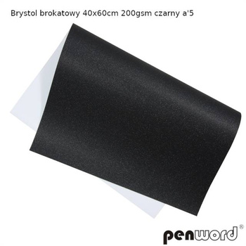 Brystol Brokatowy 40x60cm 200gsm Czarny 5 szt Penword