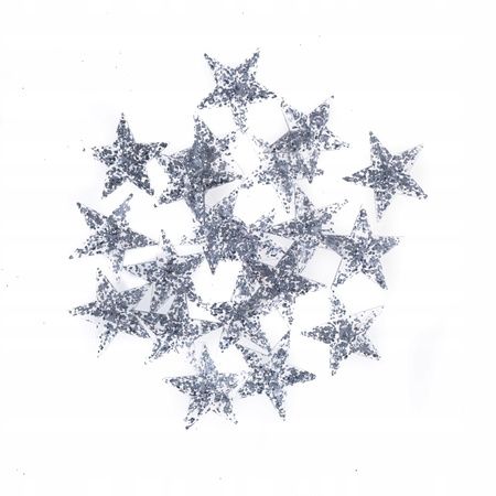 BN-Gwiazdki Samoprzylepne Z Brokatem 3,1 Cm, 20 Szt. Srebrne DpCraft