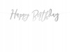 Baner Happy Birthday, Srebrny, 16,5x62cm Partydeco