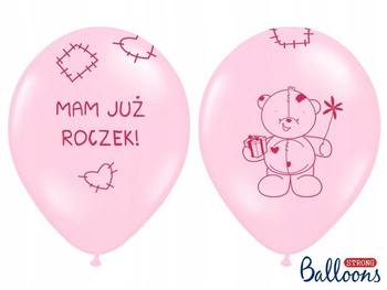 Balony 30 Cm Miś - Mam Już, Pastel Pink Partydeco