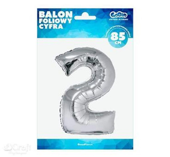 Balon Foliowy "Cyfra 2", Srebrna, 92 Cm Godan