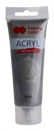 Farba akrylowa 75ml, czarne srebro, Happy Color