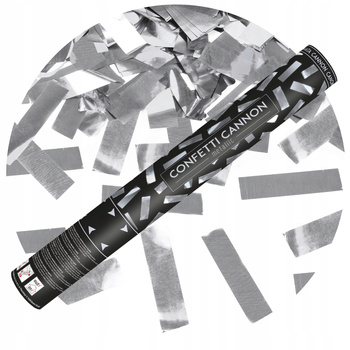 Tuba Z Konfetti, Srebrny, 40Cm Partydeco