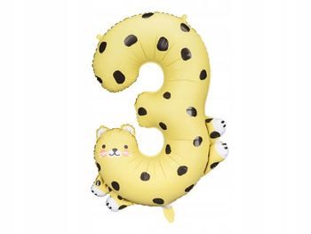 Balon Foliowy Cyfra 3 - Gepard, 68x98 Cm, Mix Partydeco