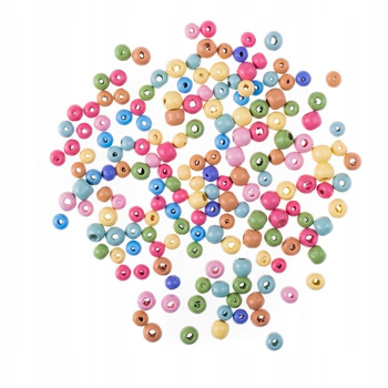 Drewniane Koraliki, Kulki 8&10 Mm Tęczowe , 40 G Dpcraft