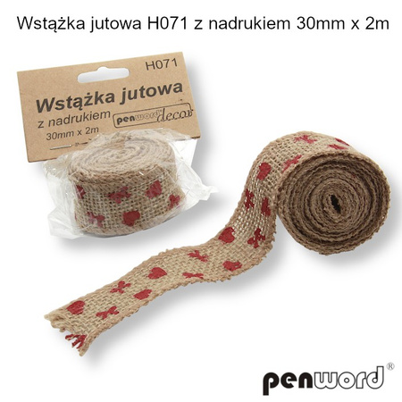 Wstążka Jutowa H071 Z Nadrukiem 30mm X 2m Penword