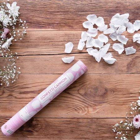 Tuba Z Płatkami Róż, Biały, 40Cm Partydeco