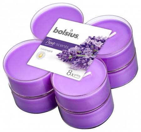 Podgrzewacze Maxi Lights 8H 8Szt. True Scents Lawenda Bolsius