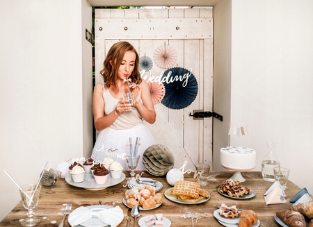 Baner Wedding, Srebrny, 16,5X45Cm Partydeco