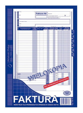 Druk Faktura A-4 Wielokopia 100-1E. Michalczyk