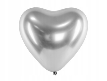 Balony Glossy 30cm, Serca, Srebrny Partydeco