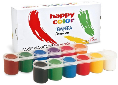 Farba Plakatowa Tempera, 12 Kol X 25Ml, Happy Color