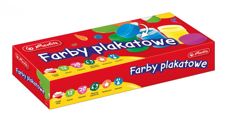 Farby Plakatowe Szkolne 12 Kolorów X 20 Ml Herlitz