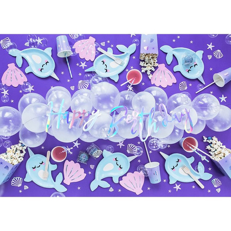 Baner Happy Birthday, Opalizujący, 16,5X62Cm Partydeco