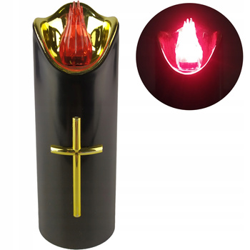 Świeca Led Rico 15 Cm Z Bateriami (2xr6) Black+Gold Red Cortina