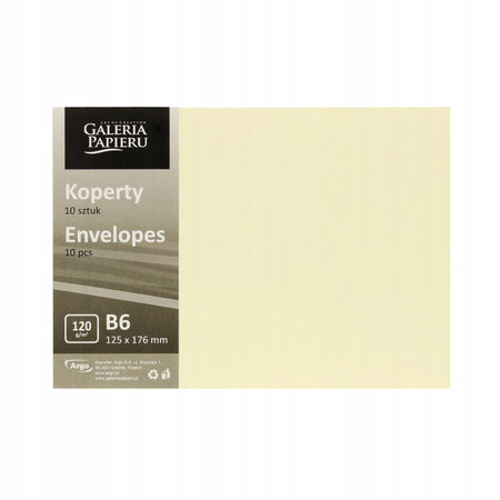 Koperta B6 Gładki Jasny Krem 120 Galeria Papieru