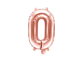 Balon Foliowy Metalizowany Cyfra ''0'' W Kolorze Różowego Złota, 35cm Partydeco