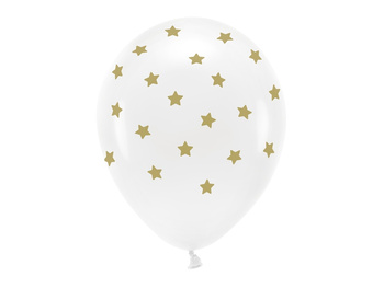 Balony Eco 33 Cm Pastelowe, Gwiazdki, Biały Partydeco