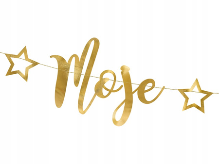 Baner Moje Urodziny, Złoty, 16,5X90Cm Partydeco