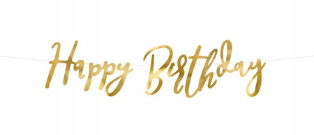 Baner Happy Birthday, Opalizujący, 16,5X62Cm Partydeco