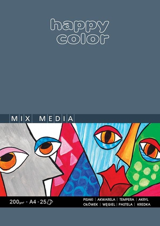 Blok MIX MEDIA, ART, A4, 25 ark, 200g, Happy Color