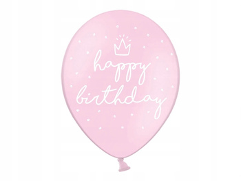 Balony 30Cm, Happy Birthday, P. Baby Pink Partydeco