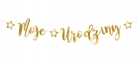 Baner Moje Urodziny, Złoty, 16,5X90Cm Partydeco
