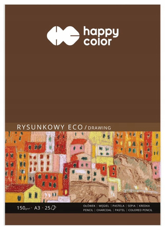 Blok Szkicowy Eco, Art, A3, 40 Ark, 80G, Happy Color