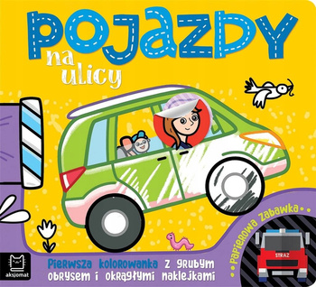 Pojazdy Na Ulicy. Pierwsza Kolorowanka Z Grubym Obrysem I Okrągłymi Naklejkami. Papierowa Zabawka Aksjomat