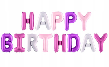 Balon Foliowy Happy Birthday, 340x35cm, Mix Partydeco