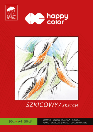 Blok Szkicowy Młody Artysta, A4, 50 Ark, 90G, Happy Color