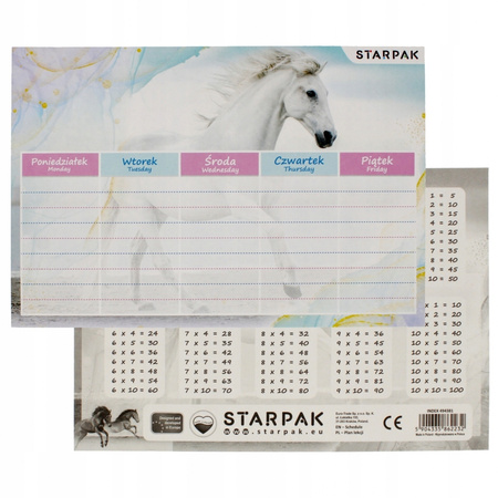 Plan Lekcji+Tabliczka Mnożenia A5 Horses Starpak