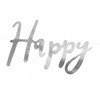 Baner Happy Birthday, Srebrny, 16,5x62cm Partydeco