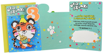 Karnet DK-791 Urodziny 3 (cyferki, tygrysek) Kukartka