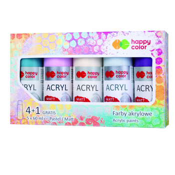 Farba Akrylowa Zestaw 5 Kolorów X 60 Ml Happy Color