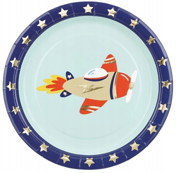 Talerzyki Samolot, 18x18 Cm, Mix: 1op./6szt. Partydeco