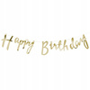 Baner Happy Birthday, Złoty, 16.5x62cm Partydeco